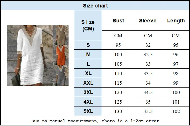 Retro Solid Color Hollow Out V-neck Half Sleeve Women Dress Vintage Streetear Clothing Cotton Linen Loose Dress Spring Summer