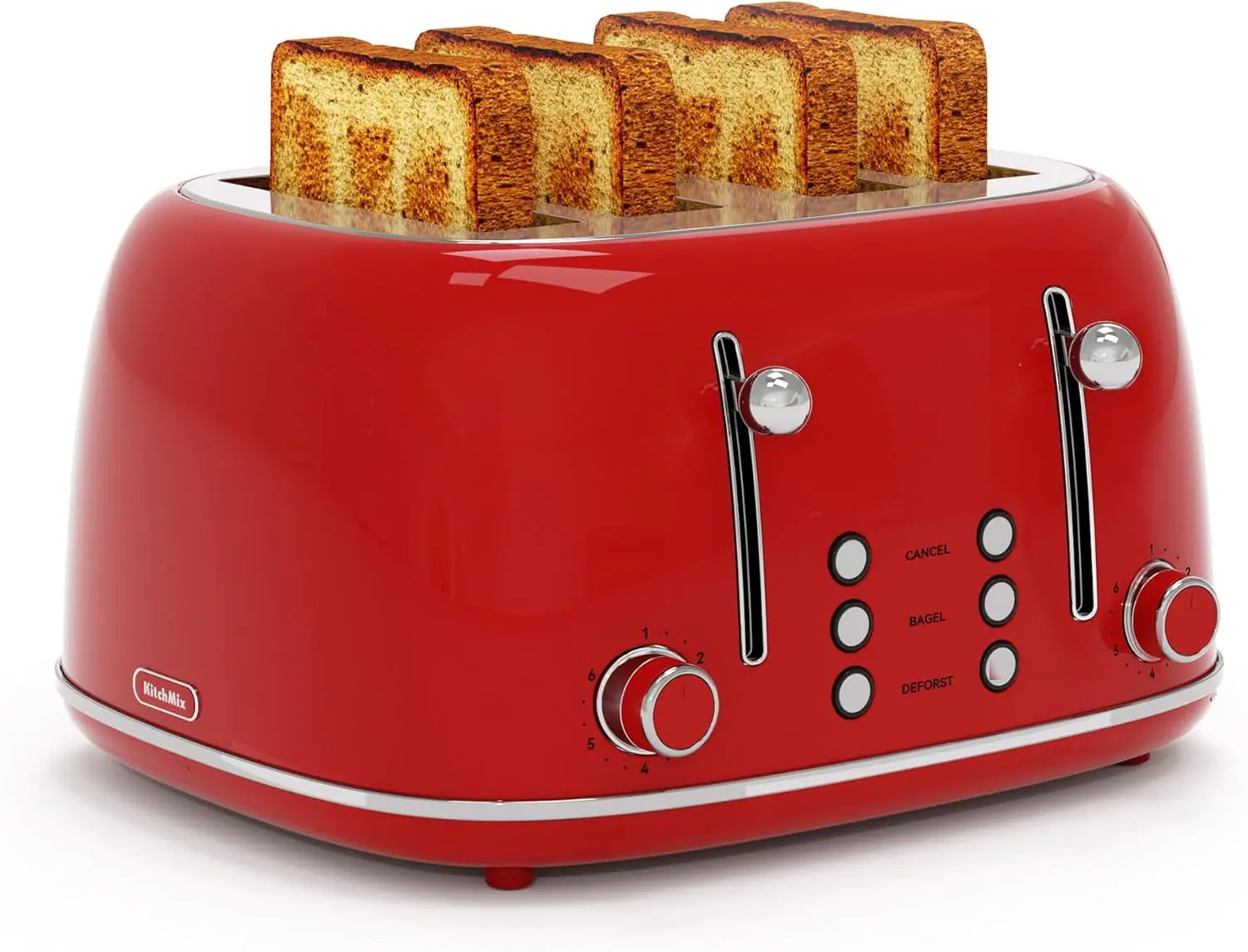 

Retro 4-Slice Toaster with 6 Browning Settings, Wide Slots for Waffles & Bagels, Dual Independent Controls