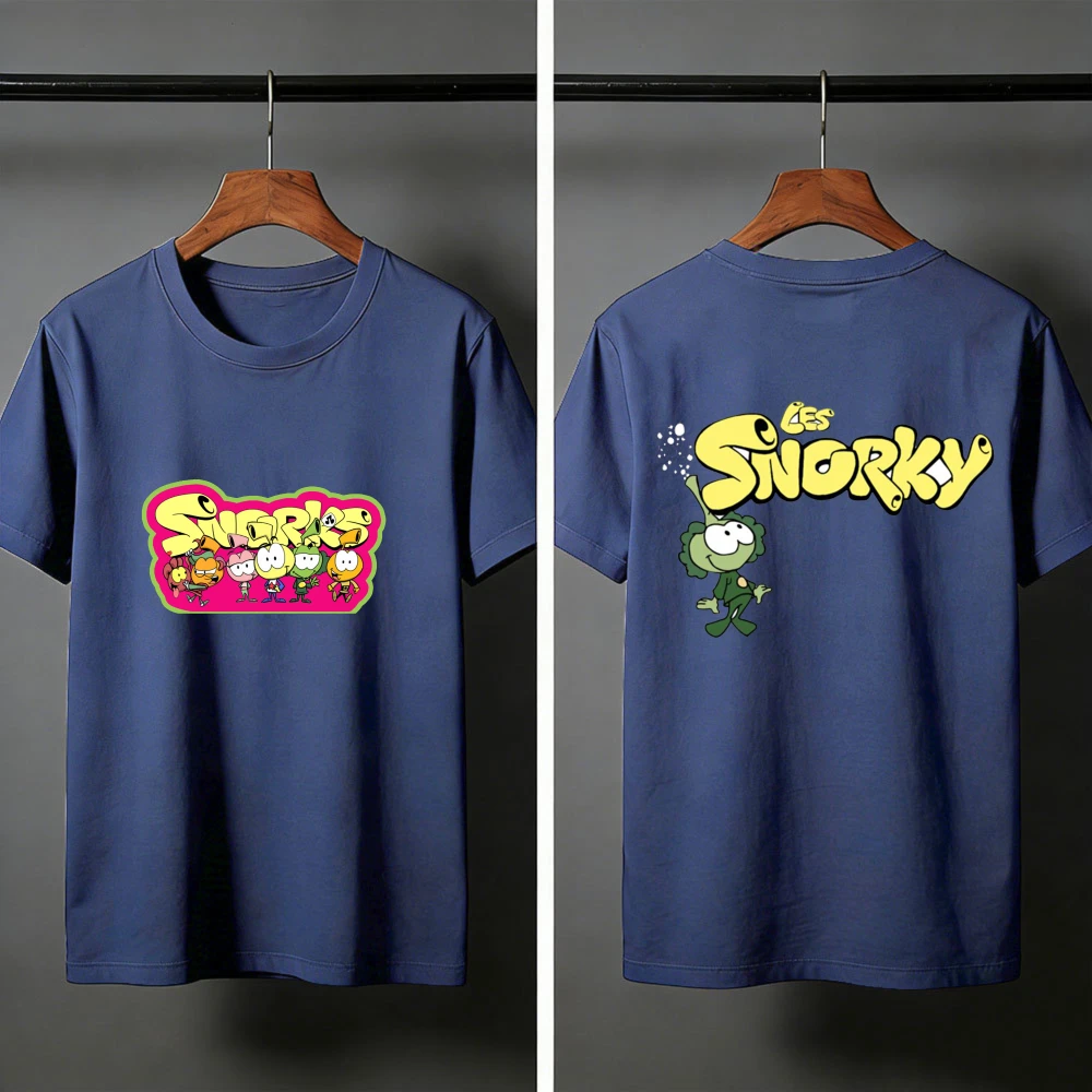 

Snorks Classic Cartoon Double Sided T Shirt Men/Women Casual Cotton Tee, Retro Animation Print Summer Tops Streetwear Clothing