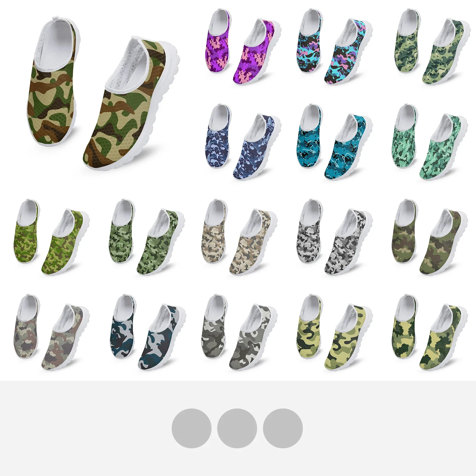 Lightweight Mesh Running Shoes Breathable Quick-Drying Net Cloth Upper Green Camouflage Sneakers High Resilience EVA Soft Sole