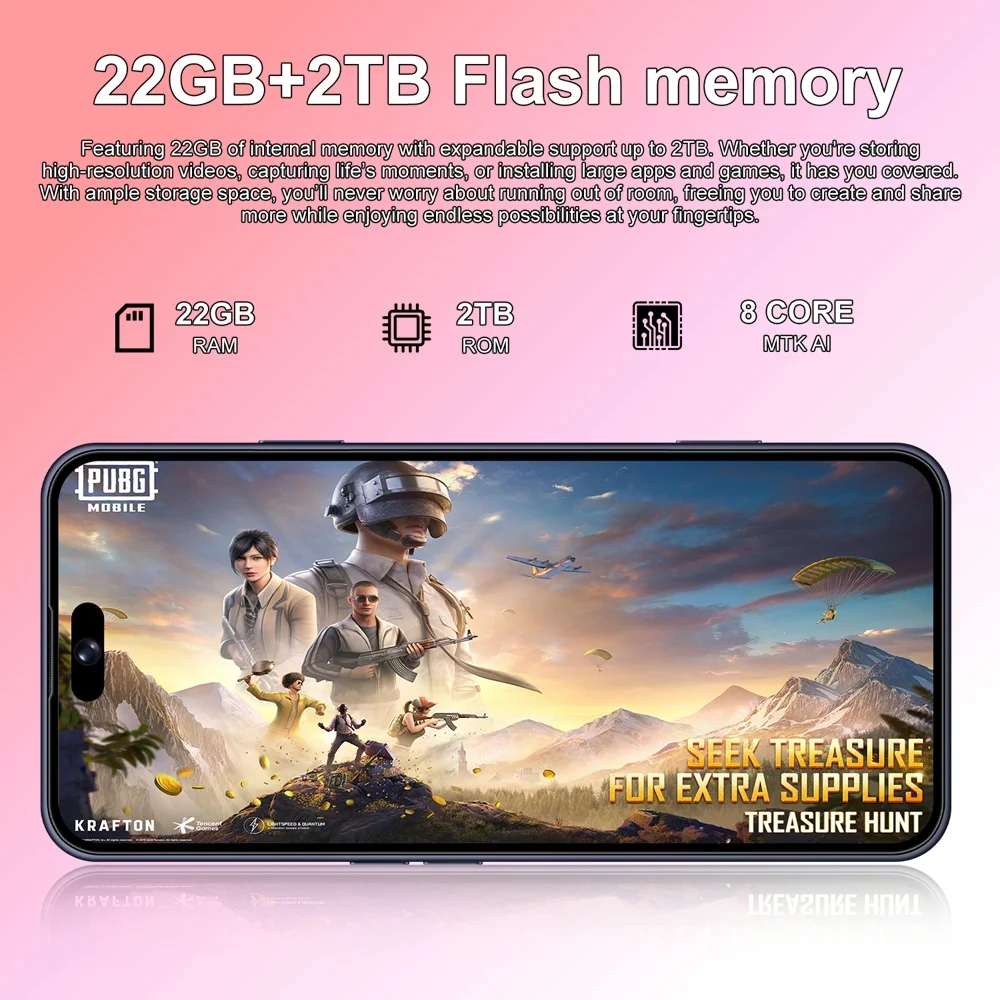 K-Touch Smartphone For A17 Pro Max 5G Dual Sim Mobile Phones 22G+2TB 7.3inch Cell Phone Face ID Unlocked 7800mAh Battery 16+48MP Cellphones