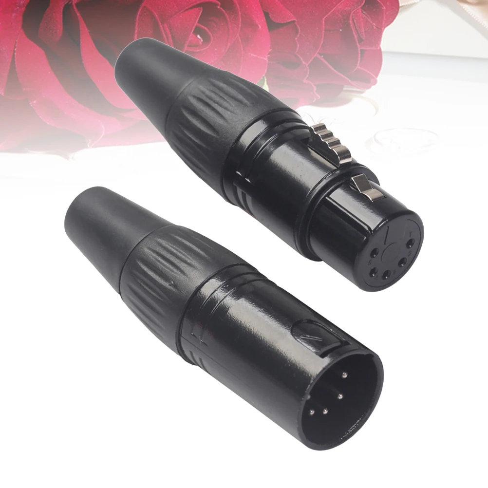 

5 Pin XLR Male Female Audio Connector Microphone Adapter Tip Plug Converter Jack Silver Plated Copper Oxidation Resistance Stage