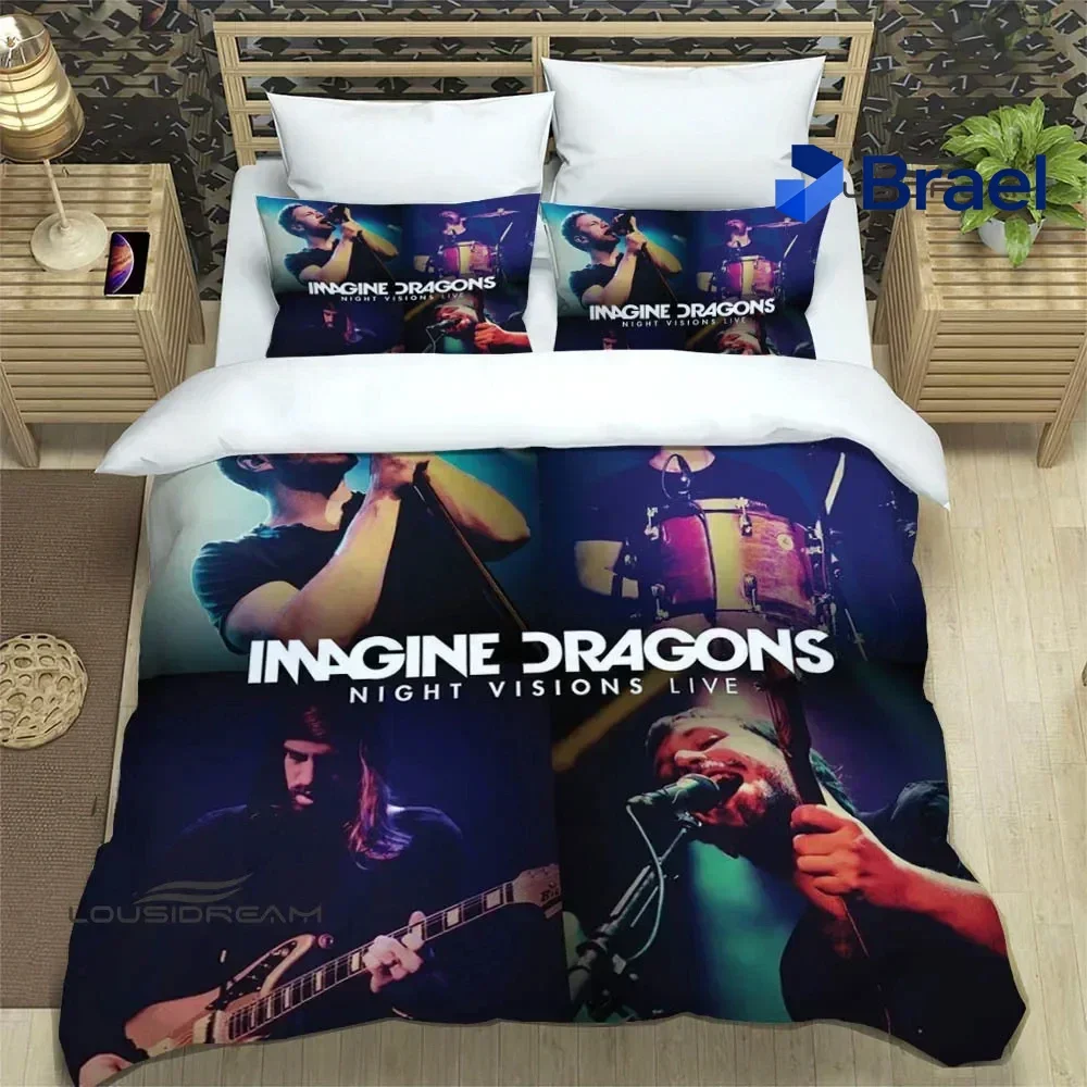 Exquisite Rock Band Imagine Dragons Bedding Set,Duvet Cover Comforter Bed Set Quilt Cover Pillowcase,King Queen Twin Size Boys G