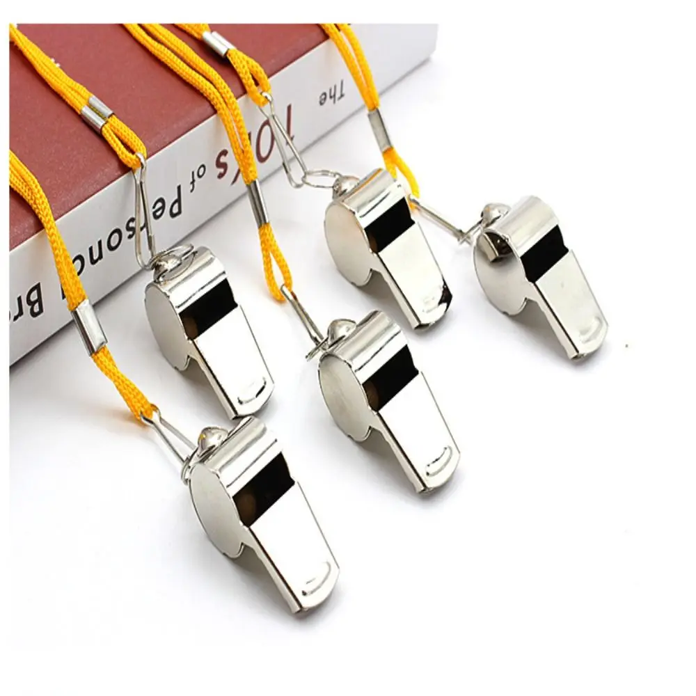 

Basketball Loud Metal Whistle Professional With Rope Stainless Steel Whistles Strong Compact Referee Whistles Sport