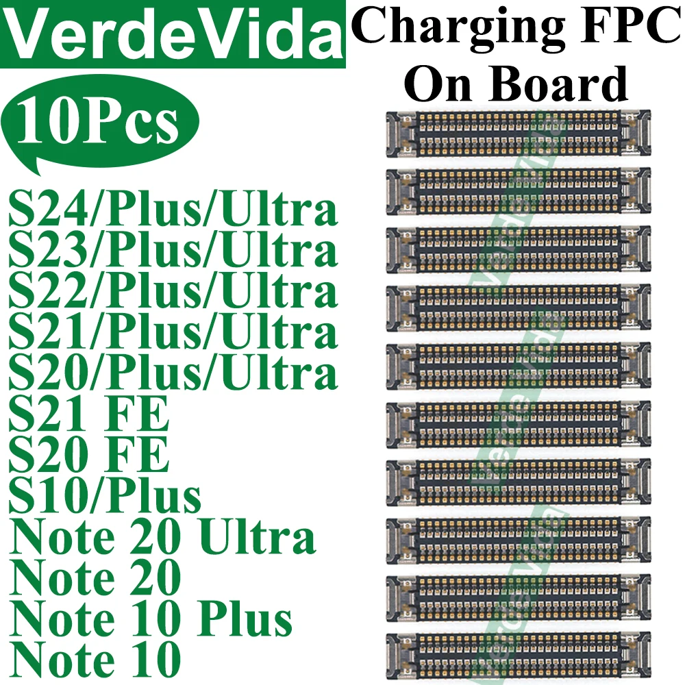 10 sztuk złączy USB do ładowania FPC do Samsung S22 S23 S24 Ultra S21 S20 FE S10 Plus Note 10 Wtyczka ładowarki Płyta główna na pokładzie