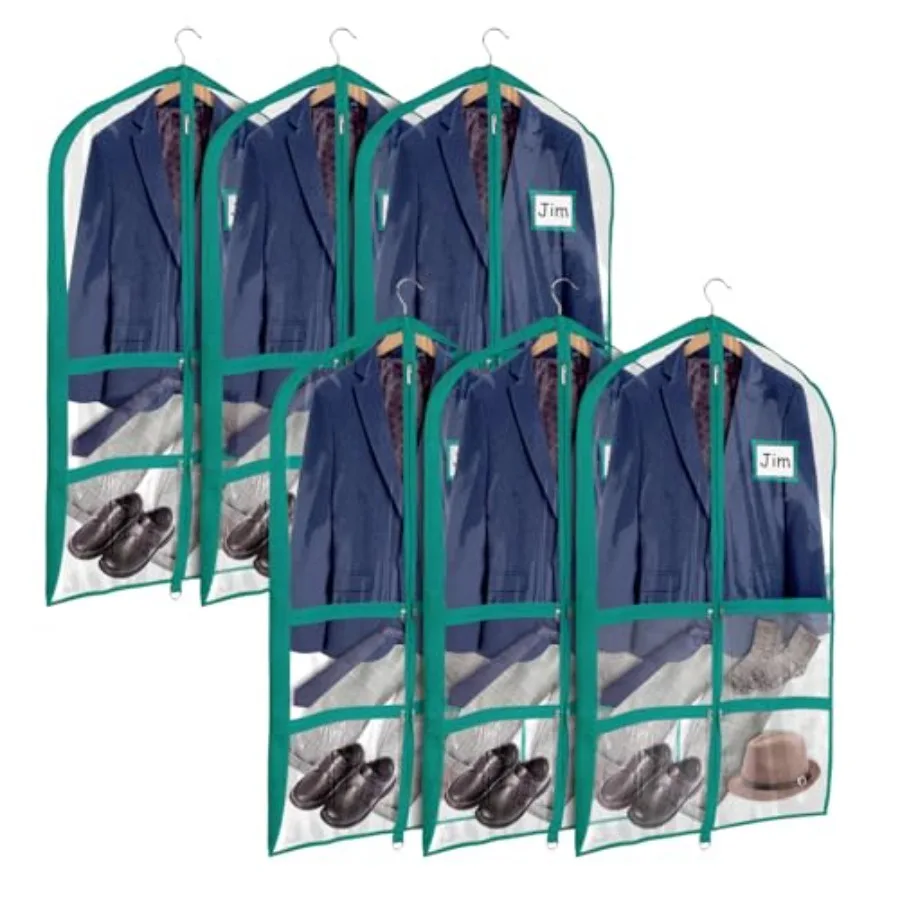 

Прозрачные сине-зеленые сумки для танцевальных костюмов из ПВХ, 40 дюймов, для танцевальных соревнований, с 4 средними прозрачными карманами на молнии и большим отделением