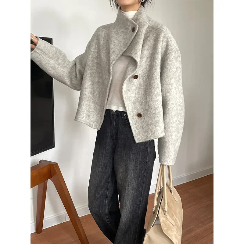 

Double-sided cashmere coat women's clothing autumn and winter new high-end short front shoulder woolen coat