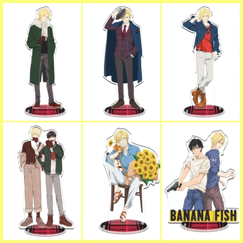 BL Anime Banana Fish Chibi Ash Eiji figuras soporte Aslan Jade modelo de acción placa de pie señal + Base decoración de escritorio regalos de navidad