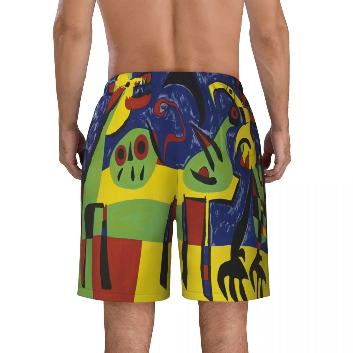 Maillot de bain imprimé chien aboyant à la lune pour homme, séchage rapide, short de plage, art abstrait Joan Miro