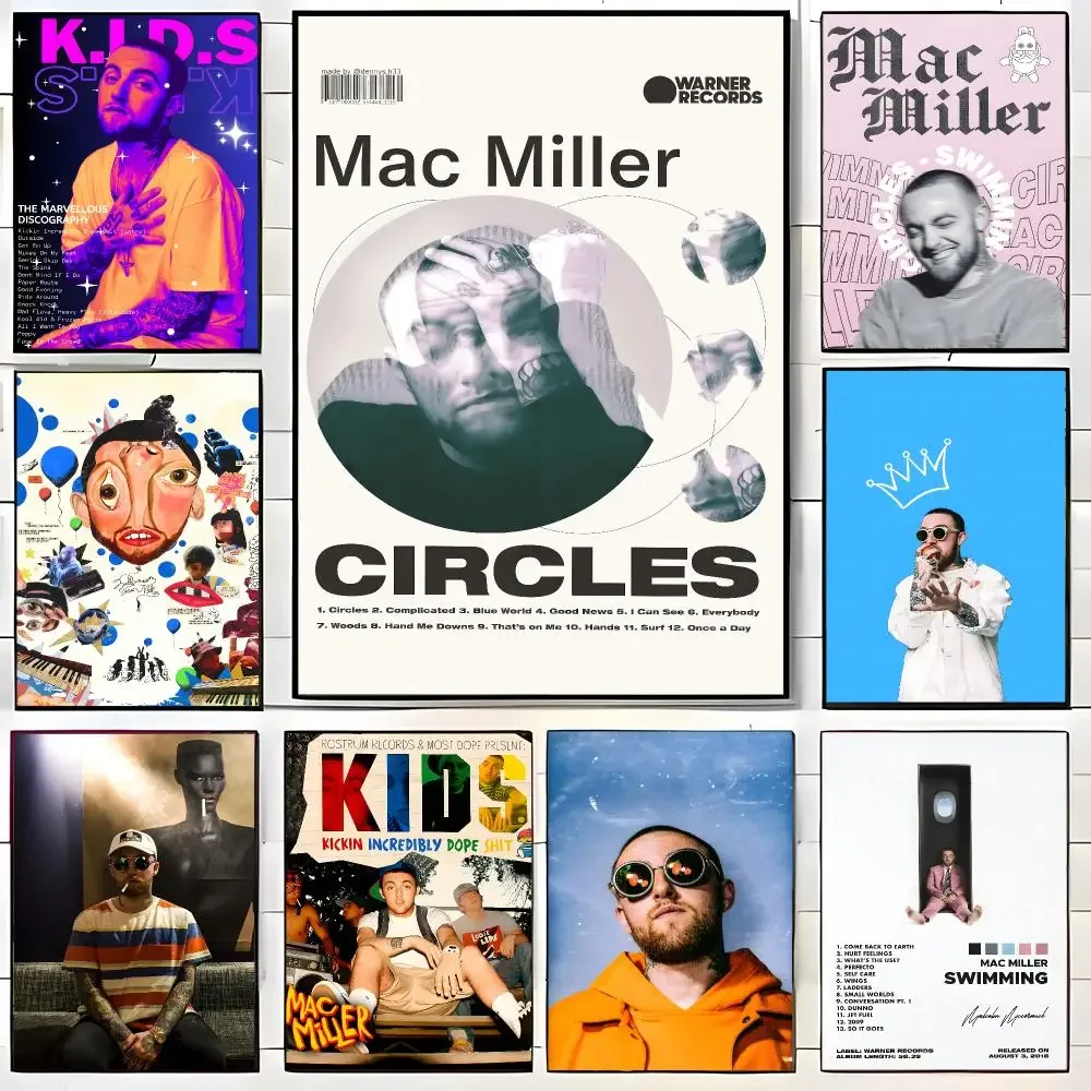 Neo soul Hip‑hop M-Mac Miller Poster  Self-adhesive Art Waterproof Paper Sticker Coffee House Bar Room Wall Decor