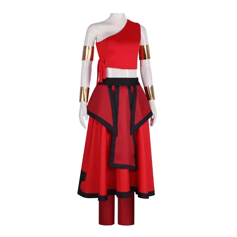 أزياء كاتارا التأثيرية Aar The Last Airbender Anime بدلة نسائية حمراء مجموعات احتفال الهالوين شجاعة وذكية