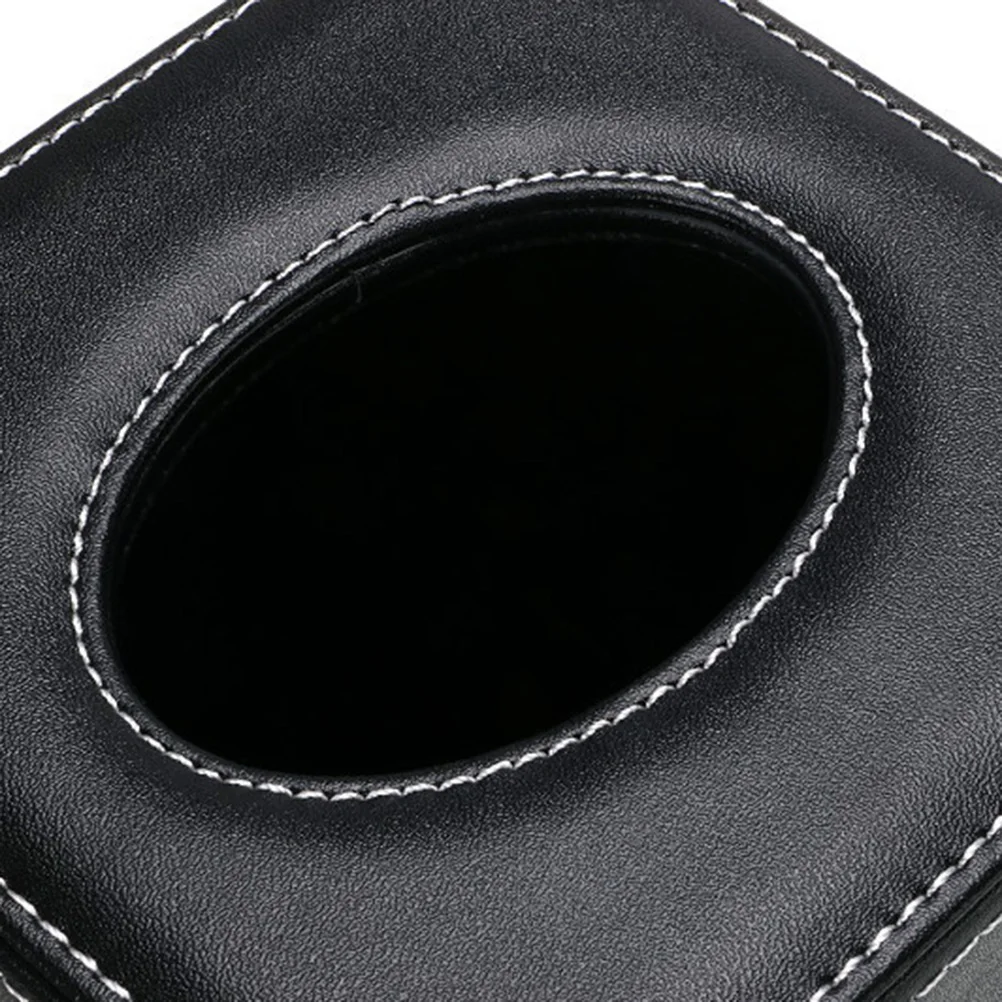 

Black Square PU Paper Tissue Box Stylish Paper Towel Holder for Home Office Car Hotel Napkin Storage Tissue Box