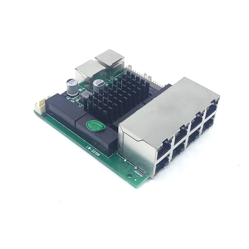 1000M switch Unmanaged 10port 10/100/1000M 9V-60V 8 1000M port with 2 1000M NVR UPLINK industrial  module PCBA board OEM Ports