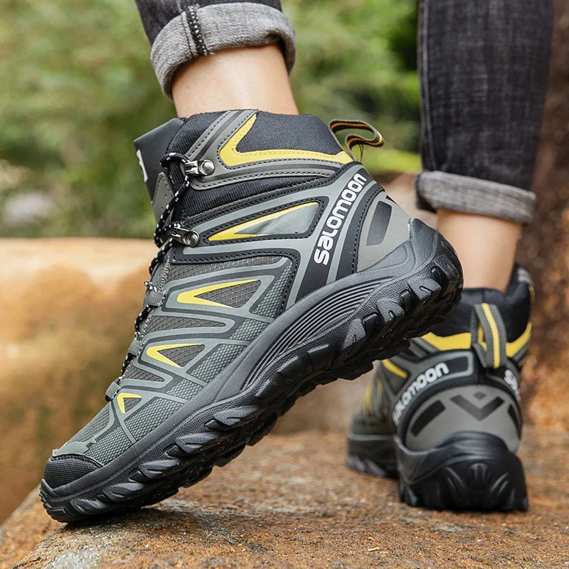 Outdoor Waterproof Anti Slip Men Climbing Shoes Lightweight Hiking Casual Shoes Comfort Hunting Trekking Camping Shoes Size 48