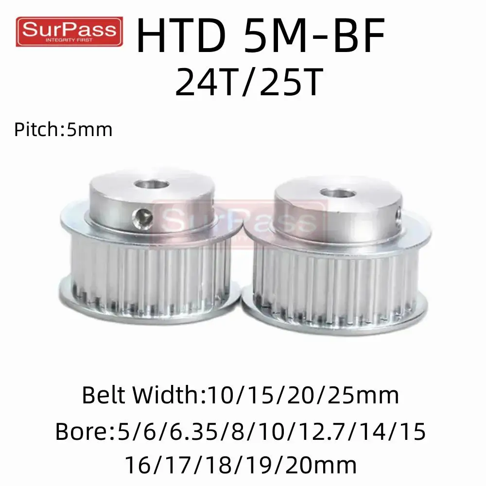 

BF Type 24T/25Teeth HTD 5M Timing Pulley Bore 5/6/6.35/8/10/12…19/20mm for 10/15/20/25mm Width Belt Used In Linear Pulley 5GT