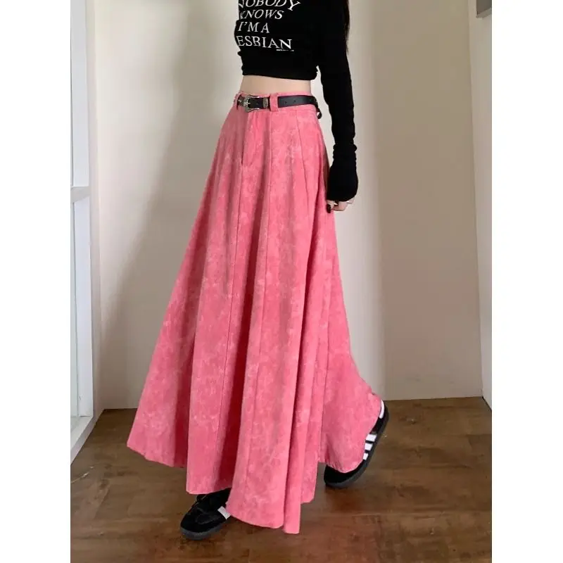 Floor Length Skirt A-Line Skirt Loose Simplicity Casual Simplicity Temperament All-Match Women Autumn New Skirt