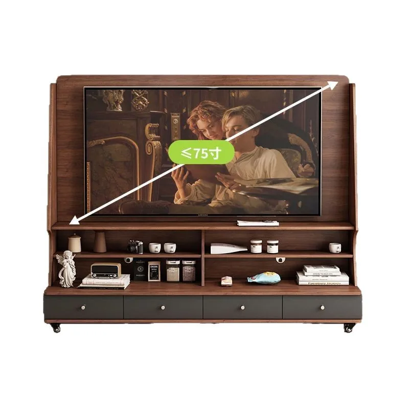

Movable TV Cabinet Solid Wood Living Room Home TV Cabinet Wheeled Storage Cabinet