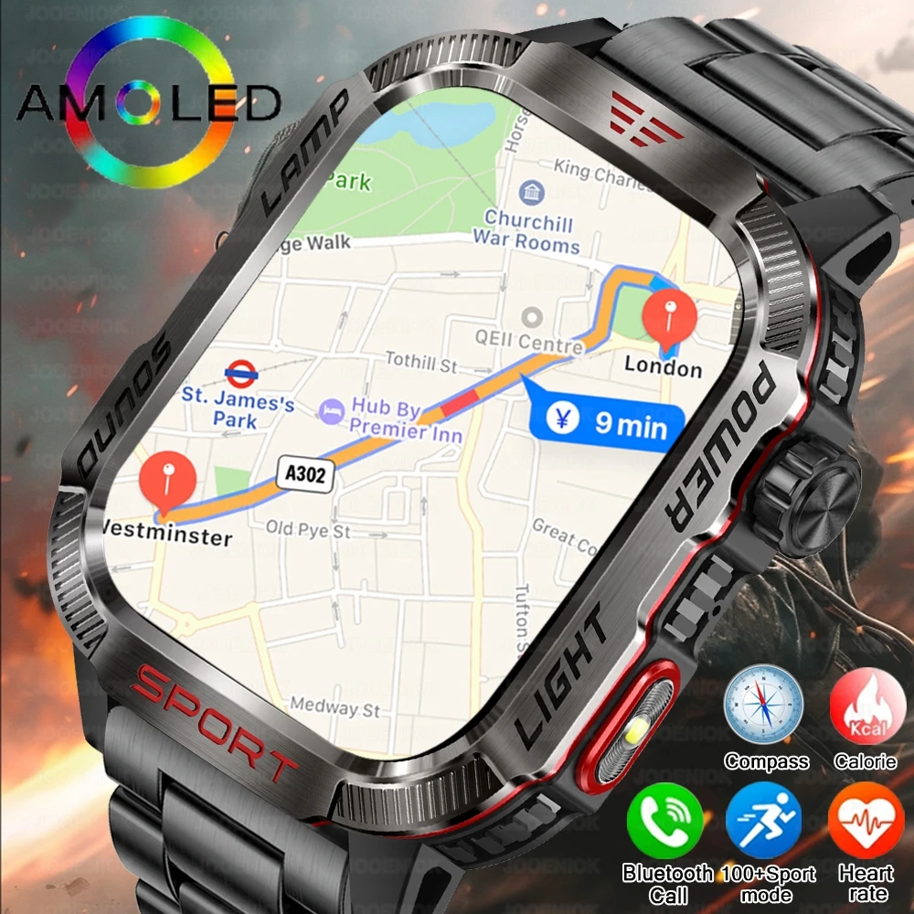 

New Military GPS Smart Watch Men Flashlight Compass Waterproof Outdoor Sport Tracker Bluetooth Call Smartwatch For Huawei Xiaomi