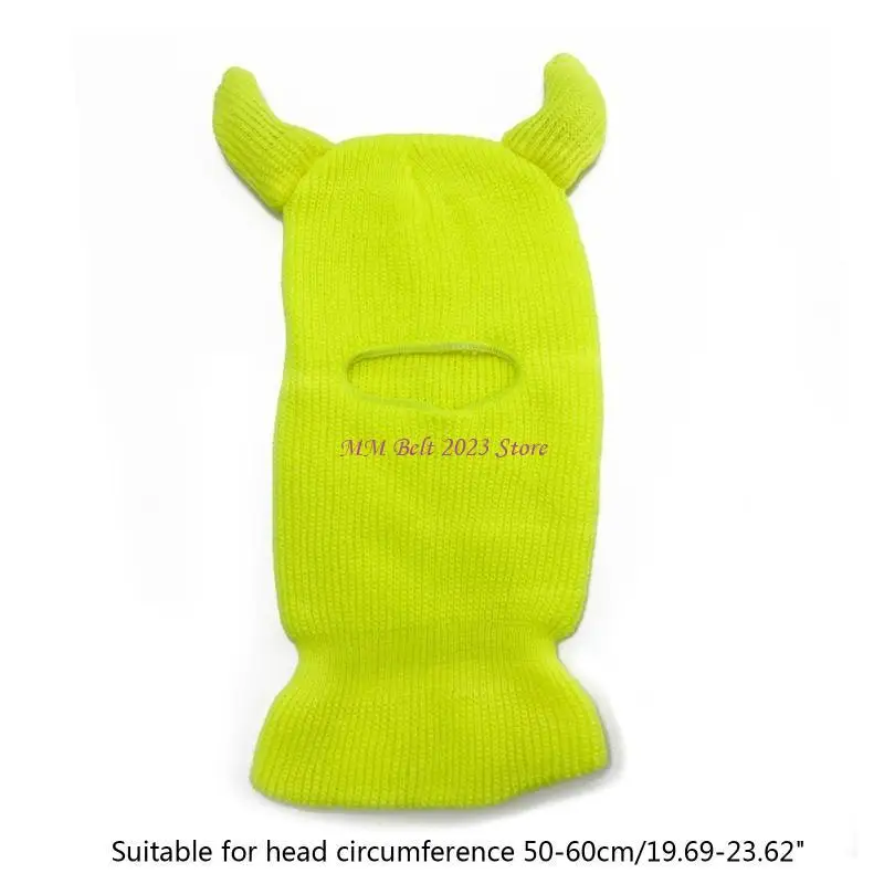 49ME متماسكة بالاكلافا الشيطان القرن بالاكلافا هالوين بالاكلافا محبوك قبعة الرقبة أكثر دفئا