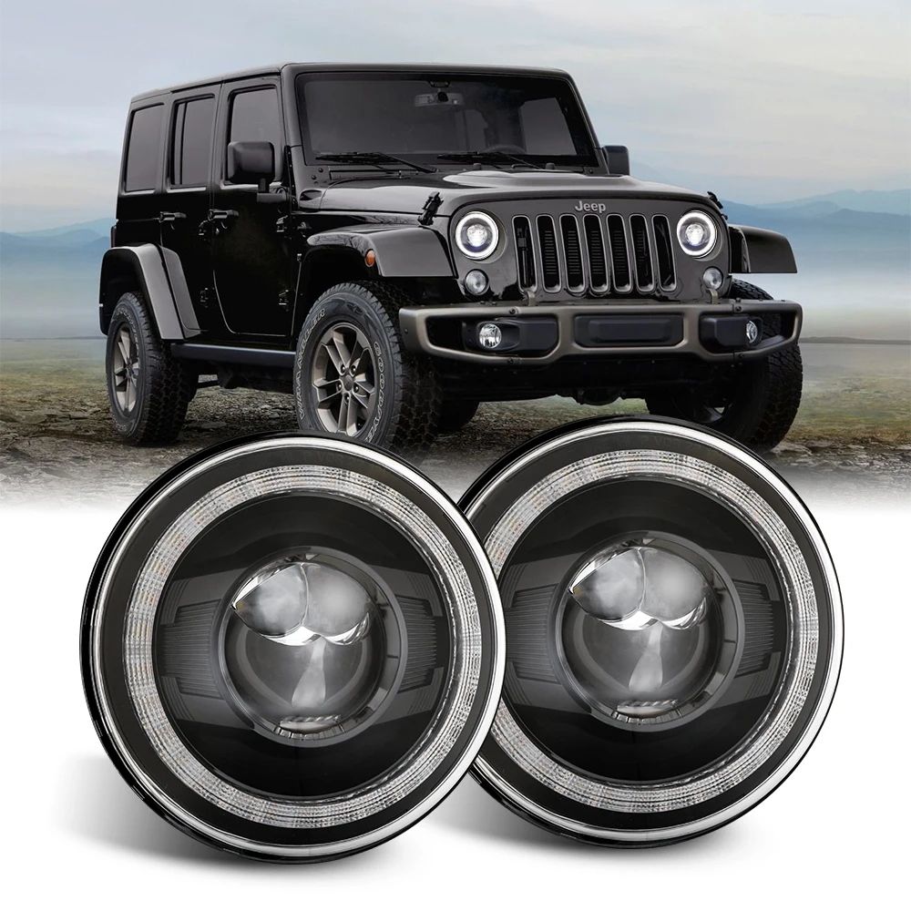 7Inch LED Headlight 12V DRL Led Lights For Car Accessories Amber Turn 7'' Car Led Headlamp For Lada Niva Jeep Wrangler JK CJ TJ