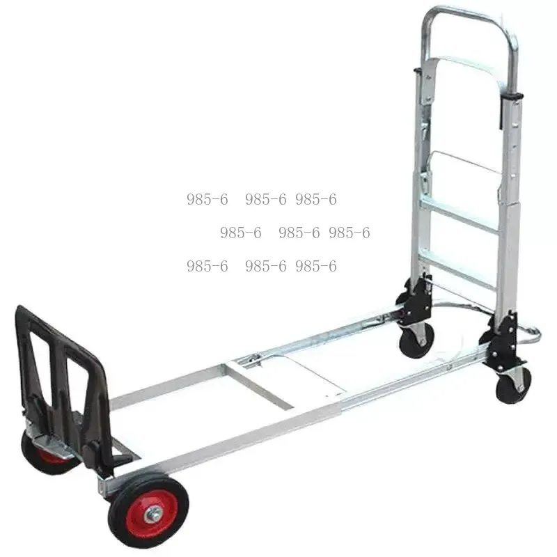 Aluminum Frame Portable Hand Truck, Four Wheel Folding Trolley with Large Capacity