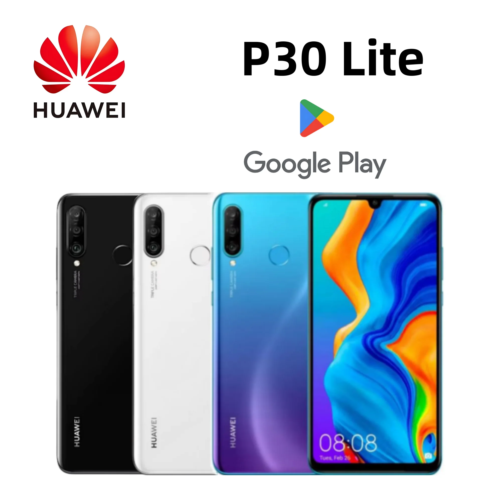 HUAWEI P30 Lite,Smartphone Android,6.15 inch,128GB ROM,24MP+32MP,Google Play Store, Mobile phone,Unlocked,celulares,Global ROM