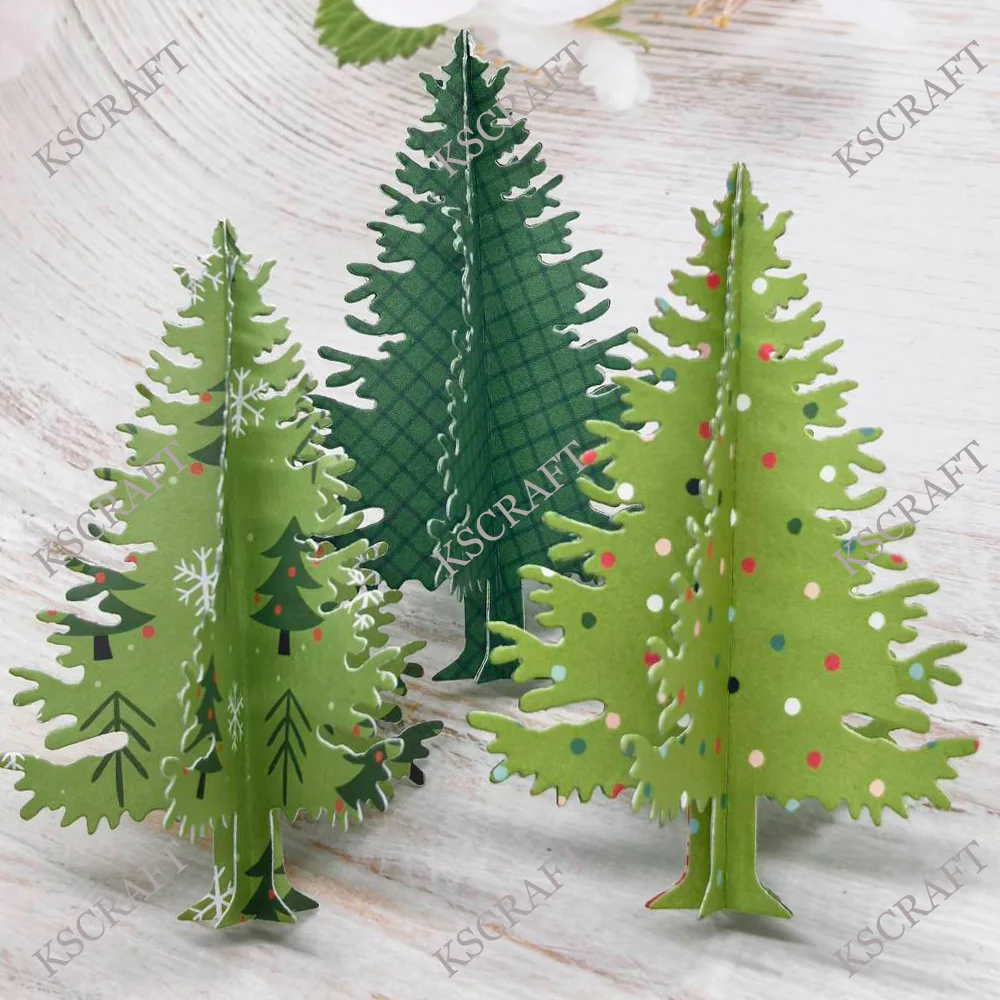 KSCRAFT 3D Christmas Tree Cutting Dies Stencils for DIY Scrapbooking Decorative Embossing DIY Paper Cards