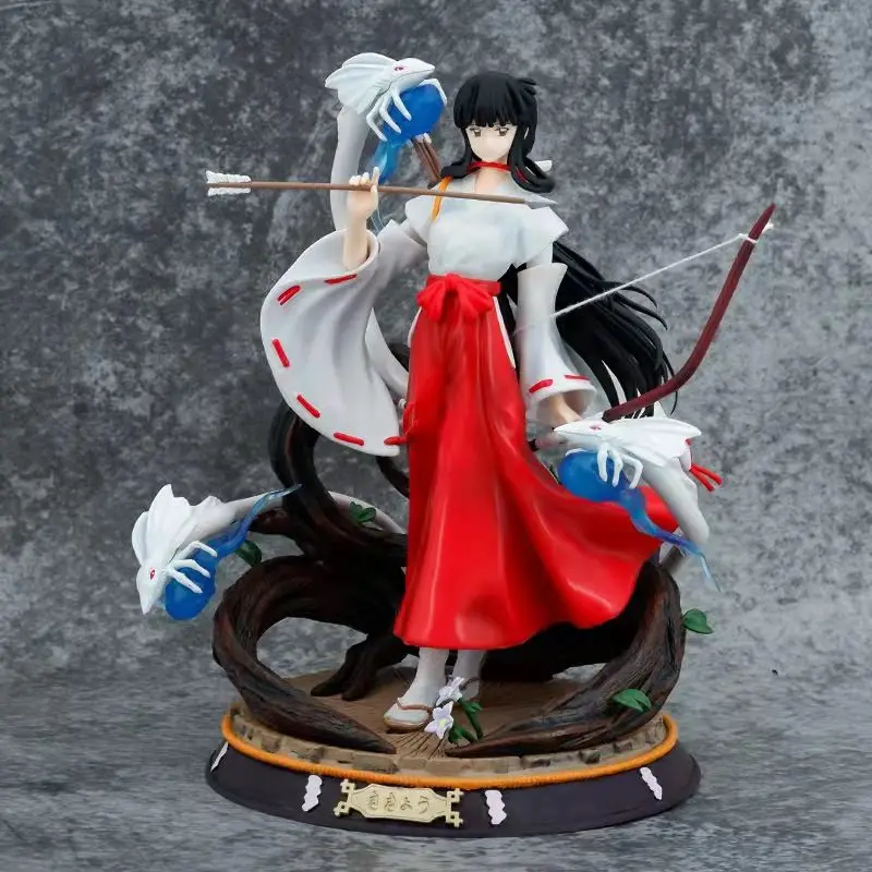 28cm Inuyasha - Fire Phoenix Priestess Kikyo Anime Figure Standing Pose Model Statue Collection Desktop Decoration Ornament Toy