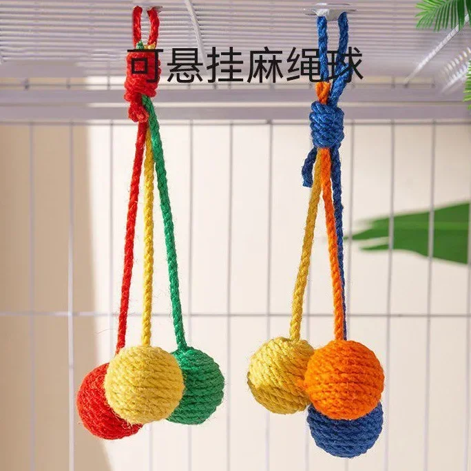 Cat Toys Self-amusement Sisal Ball Can Be Suspended Vocal Cat Teasing Magic Bite Teeth Grinding Interactive Toys Ball