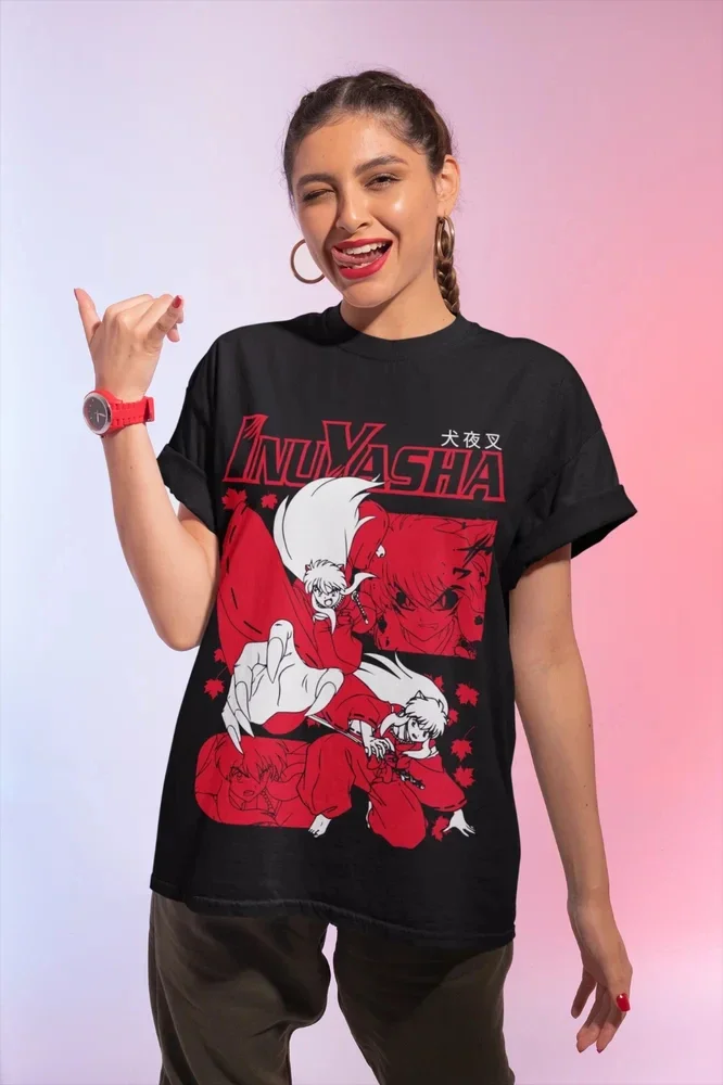 Inuyasha T-shirt Red Moon Inu Yasha Sesshomaru Funny Anime Gift Shirt All Size Shirts for Women Graphic TShirts Oversized TShirt