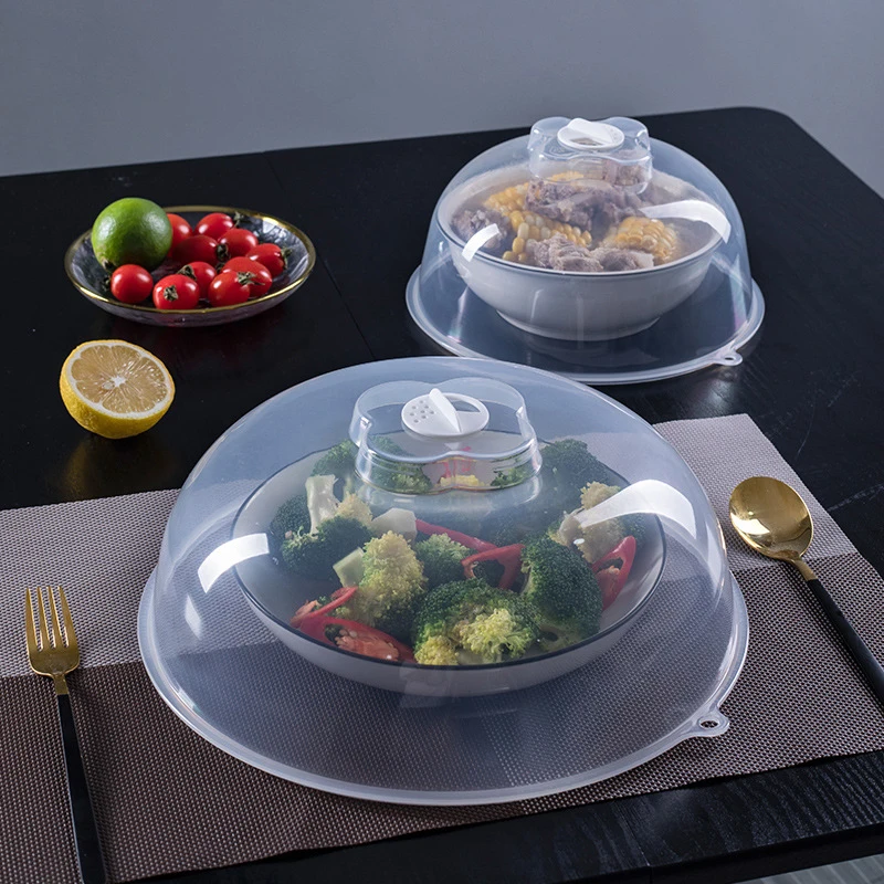 1PC Microwave Heating Insulation Tray Thickened Transparent Splash Proof Cover Plastic Insulation Vegetable Cover