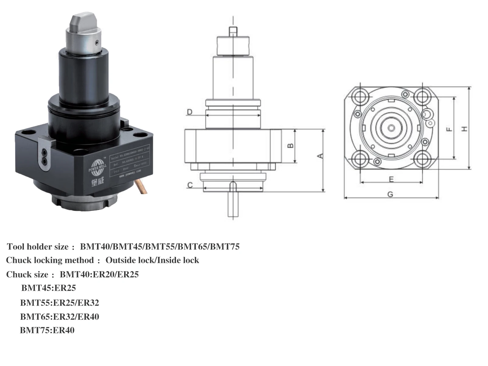 tool holders CNC lathe turret 0 degree driven tool holder BMT40/BMT45/BMT55/BMT65/BMT75 90 degree tool holder for cnc lathe