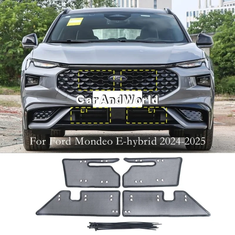 

Сетка-вставка из нержавеющей стали для центральной решетки радиатора, защита от насекомых и мусора, аксессуары для Ford Mondeo Fusion 2017-2026