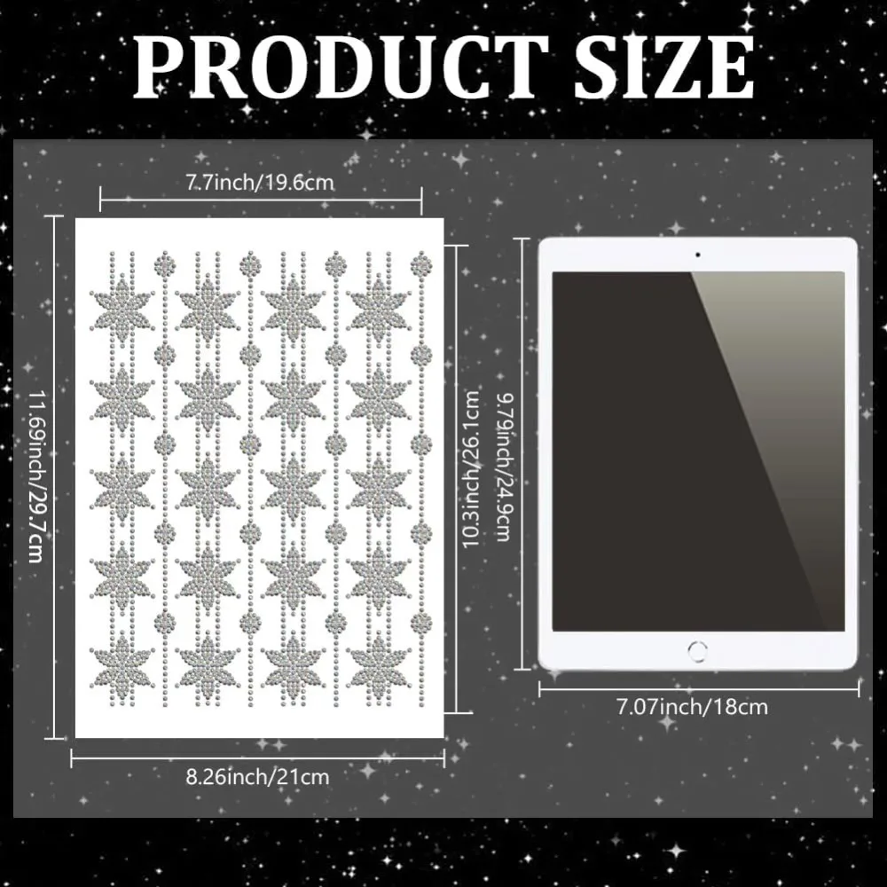 Repeating Flowers Rhinestone Iron on Hotfix Transfer Geometric Flower Heat Transfer Sticker  Chain Bling Clothing