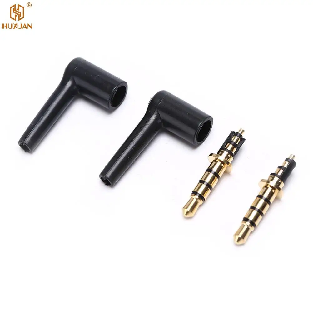 1/2PC 3.5mm Jack 4 Pole 3.5 Male 90 Right Angle L-shaped Stereo Headphone Plug Repair Earphone Jack Audio Soldering Connector