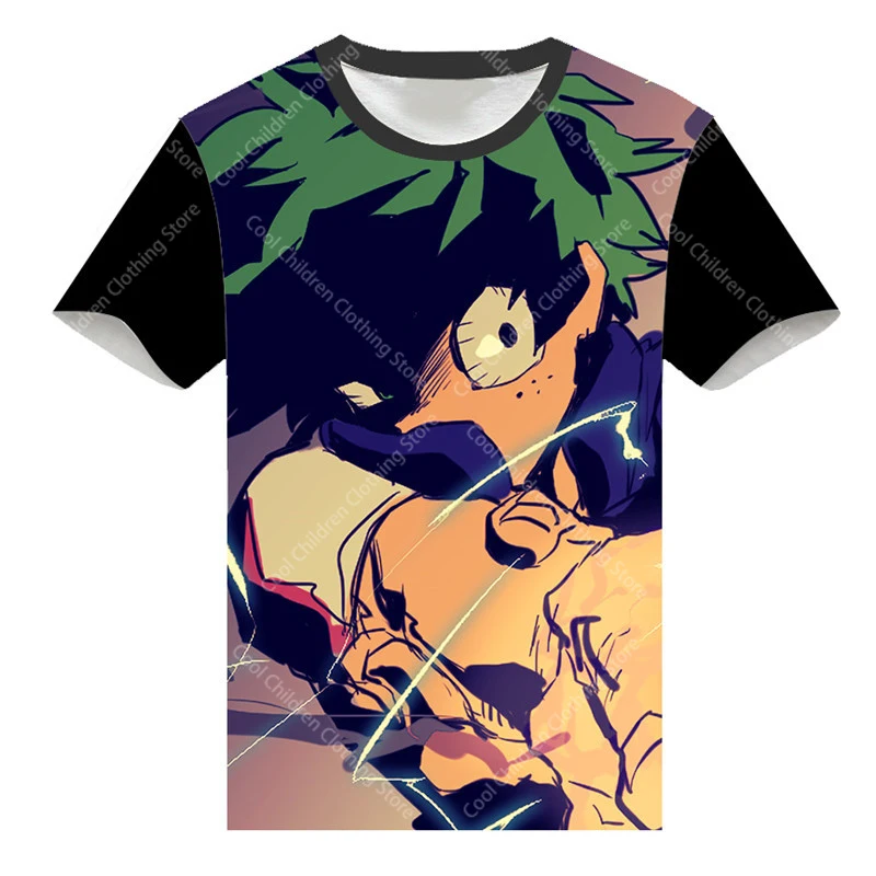 My Hero Academia Summer Boys Girls  Short Sleeve Clothing for Tee Cute casual fashion Parent Child Clothing Short Sleeve T-shirt