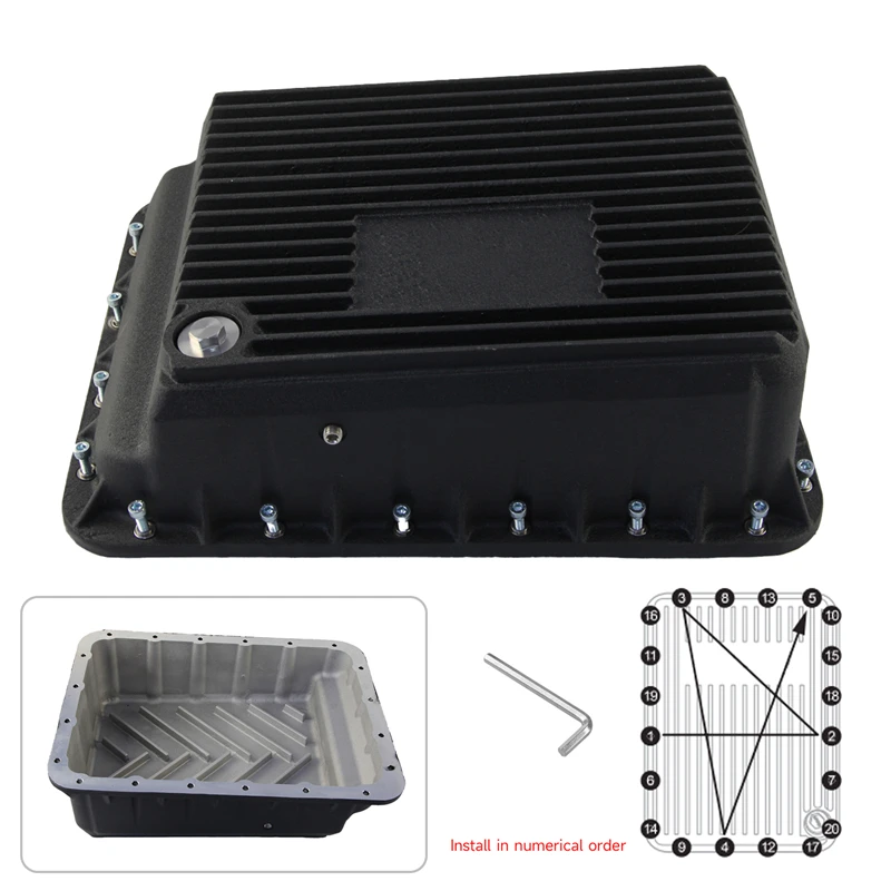 Transmisión de cacerola de alta resistencia AISIN AS69RC CUMMINS automáticos de aluminio fundido crudo para 2013-2025 RAM 2500/3500 6.7L Turbo negro/plata