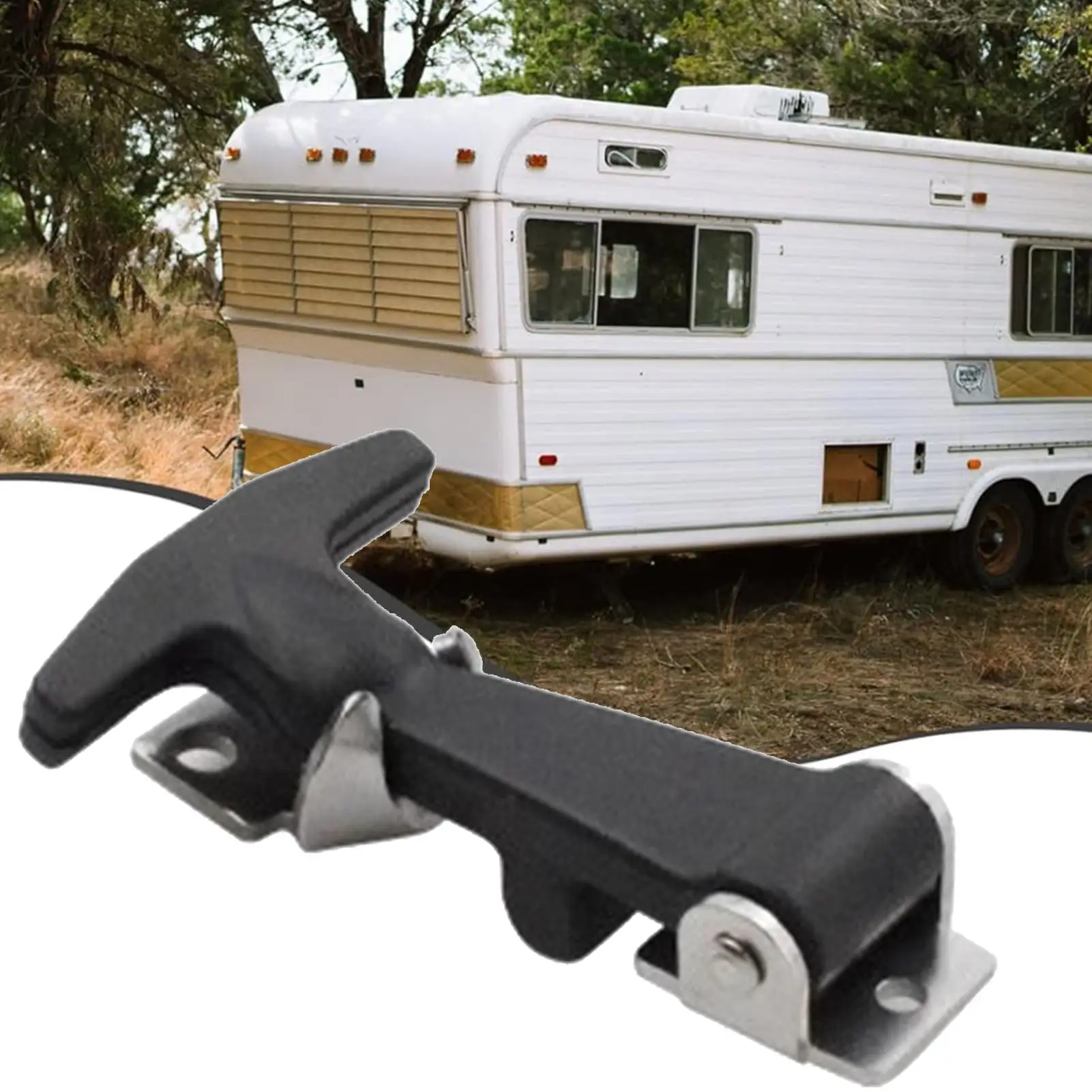 2pcs Rubber Hood Catch With Bracket T-shaped Drawer Latch Coolers T-Handle Hasp Toolbox Latch For Boats Trucks Vehicle Accessory view 3