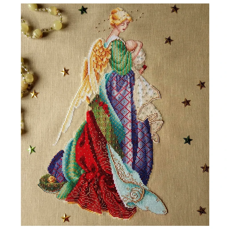 Cross Stitch Set for Living Room, Pearl Embroidery, European Style, Motherly Love Angel, Cross Stitch,