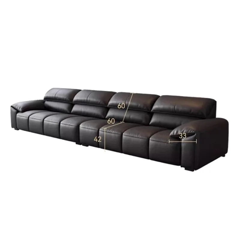 

Italian minimalist elephant ears leather sofa small apartment living room black