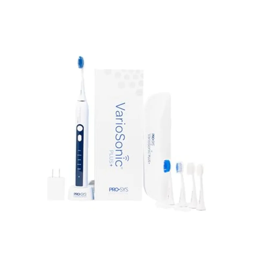 

® VarioSonic Plus+ Professional Electric Toothbrush Full Kit Rechargeable Powered Toothbrush with Travel Case 5 Brush Heads 5 M