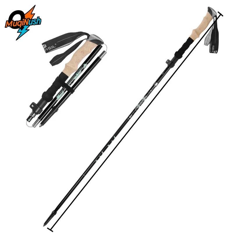 

MuqiNush 1 PC Trekking Stick 5-Section Telescopic Folding trekking Pole Outdoor Camping Ultralight Portable Walking Hiking