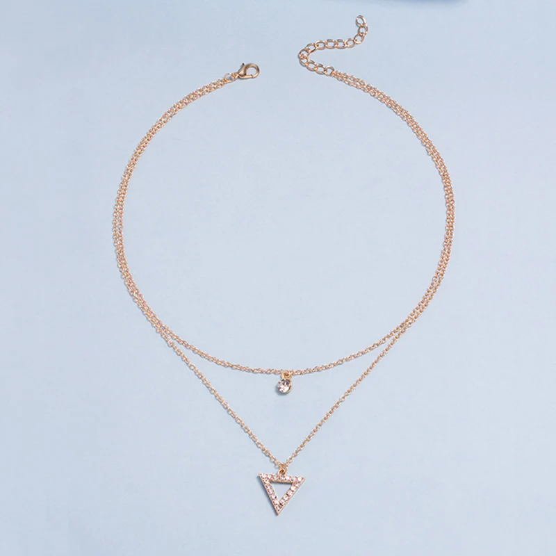 YWZIXLN-Collier pendentif triangle en cristal pour femme, bijoux tendance élégants, document doré, mode unique, vente en gros, N0310