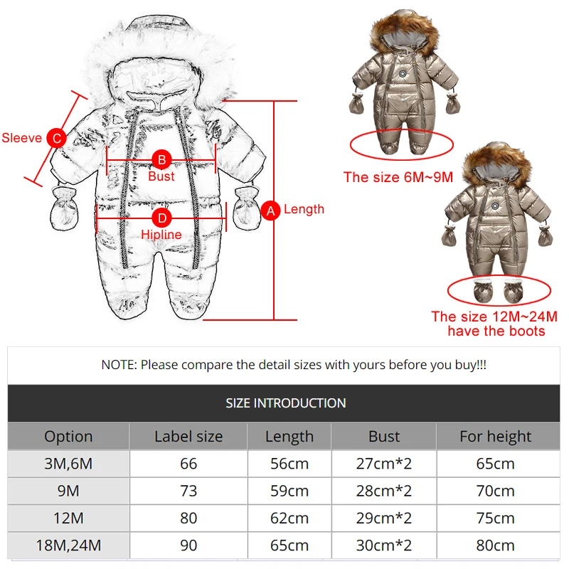 New Russia Winter Infant Baby Boy Girl Romper Thicken Baby Snowsuit  Windproof Warm Jumpsuit For Children Clothes Toddler Outfit