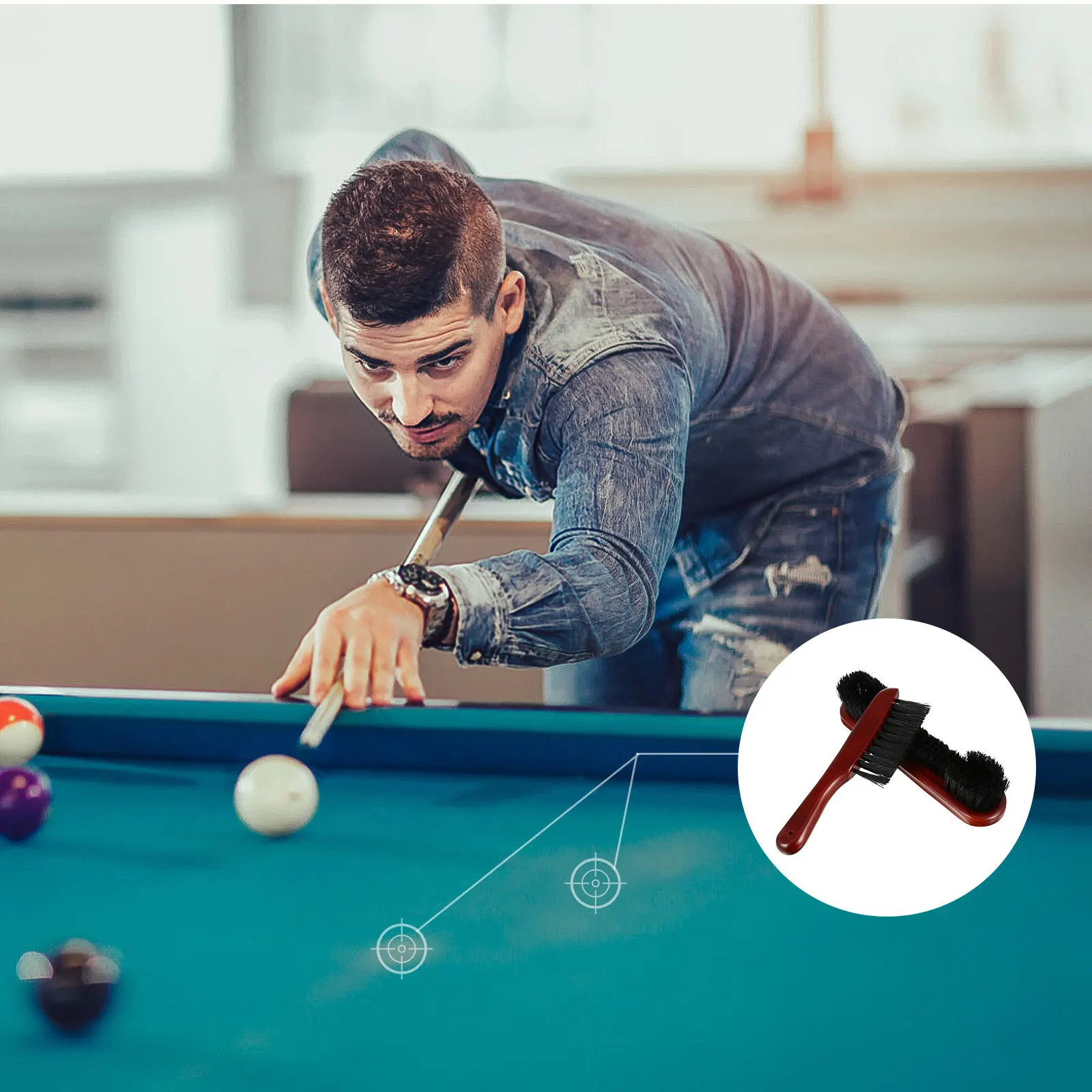 

1Set Professional Pool Table Brush Kit Includes Dust Removal Brush and Billiard Cues Cloth for Easy Cleaning of Table Surface