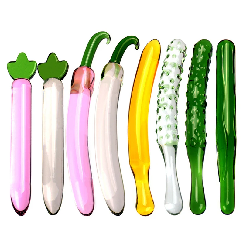 VaHppy Fruits/Vegetables Stylized Dildos Artificial Penis 100g 18*2cm Glass Masturbators for Girls Sex Toys For Women SM BDSM