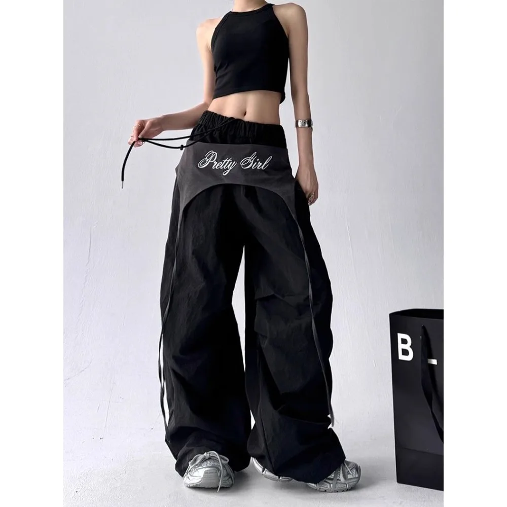 

Women’s Retro Jazz Streetwear Pants 2025 Summer Sweet Cool Girl Oversized Utility Wide Leg Casual Versatile Trousers