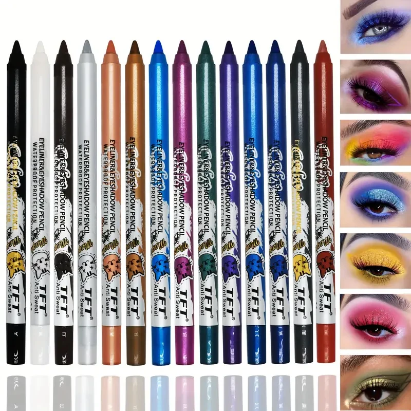 Pearly Colorful Eyeshadow Pen, Eyeliner Gel Pen, Waterproof Smudge Proof Long Lasting Eyeliner Pen Red Berry Yellow Color