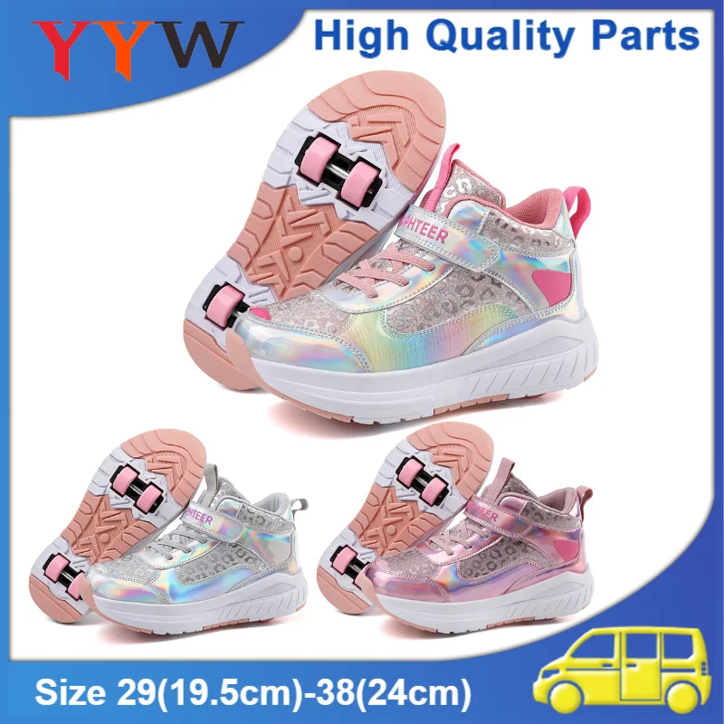 

Wheels Shoes Boys Girls Outdoor Skating Sneakers Inline Roller Skates Women Men Detachable Wheel 2 In 1 Sports Shoes Size 29-38