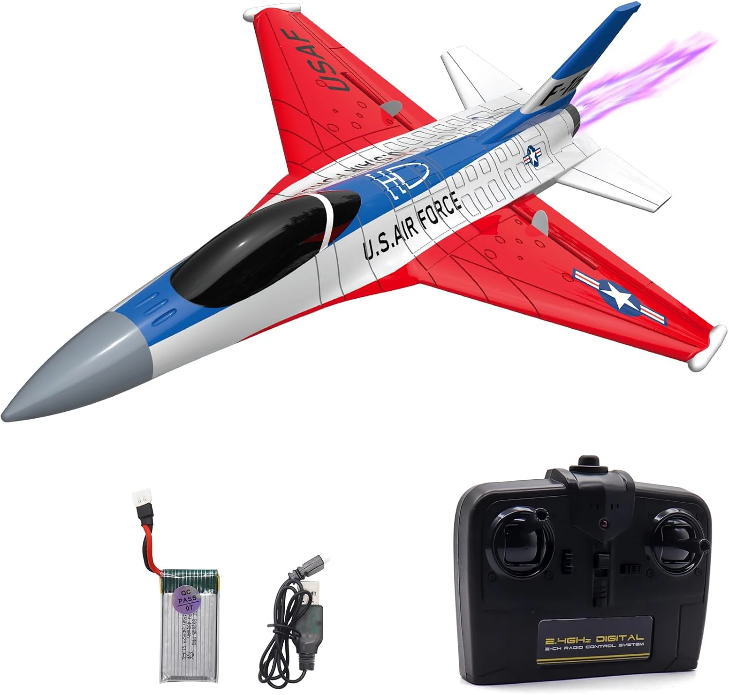 

VOLANTEXRC F-16 Fighting Falcon 2.4Ghz 2CH Remote Control Airplane RTF RC Fighter for Beginner RC Plane with Lights Toy Gifts